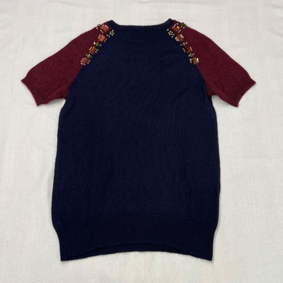 J Crew Merino Wool Sweater Top Jewel Embellishment Womens XS - Picture 3 of 7